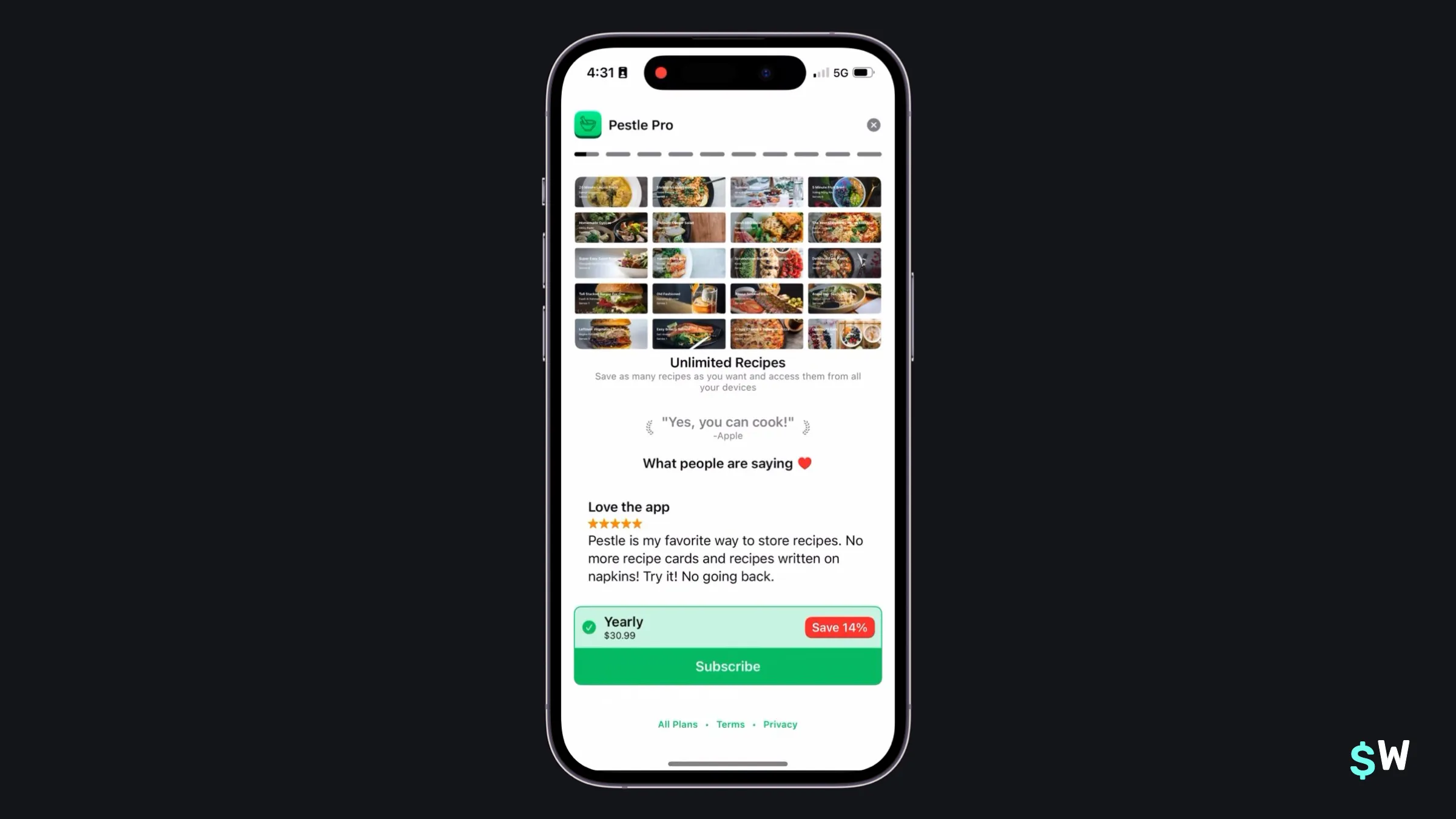 Pestle paywall using a social-media-style stories pattern