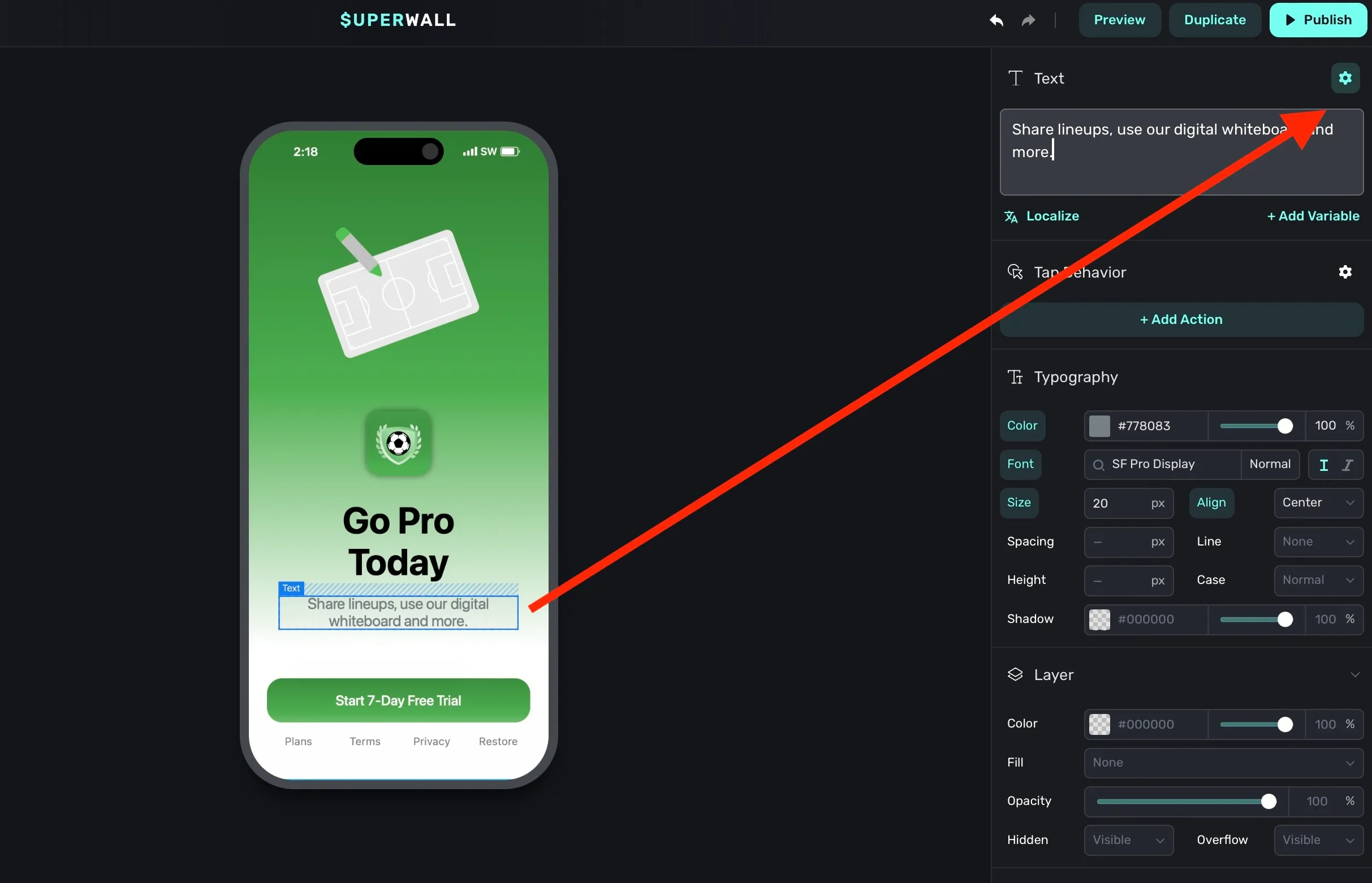 Updating text with a dynamic value
