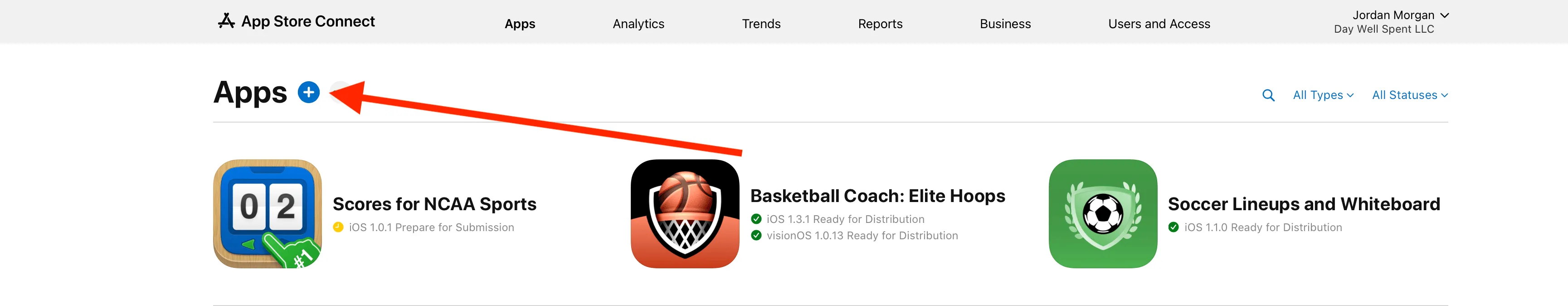 Creating a new app in App Store Connect