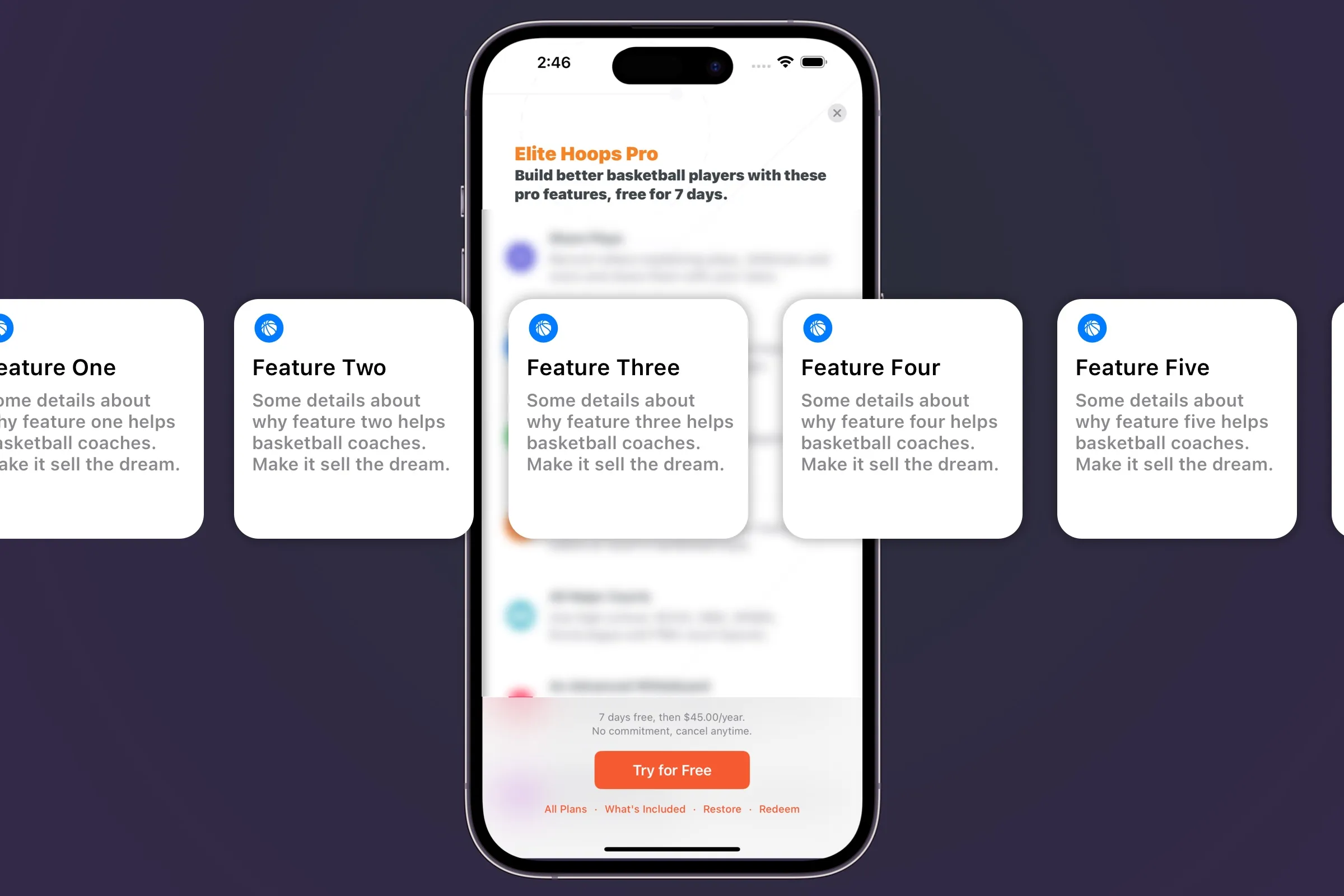 Imagine scrollable feature blocks instead of a list