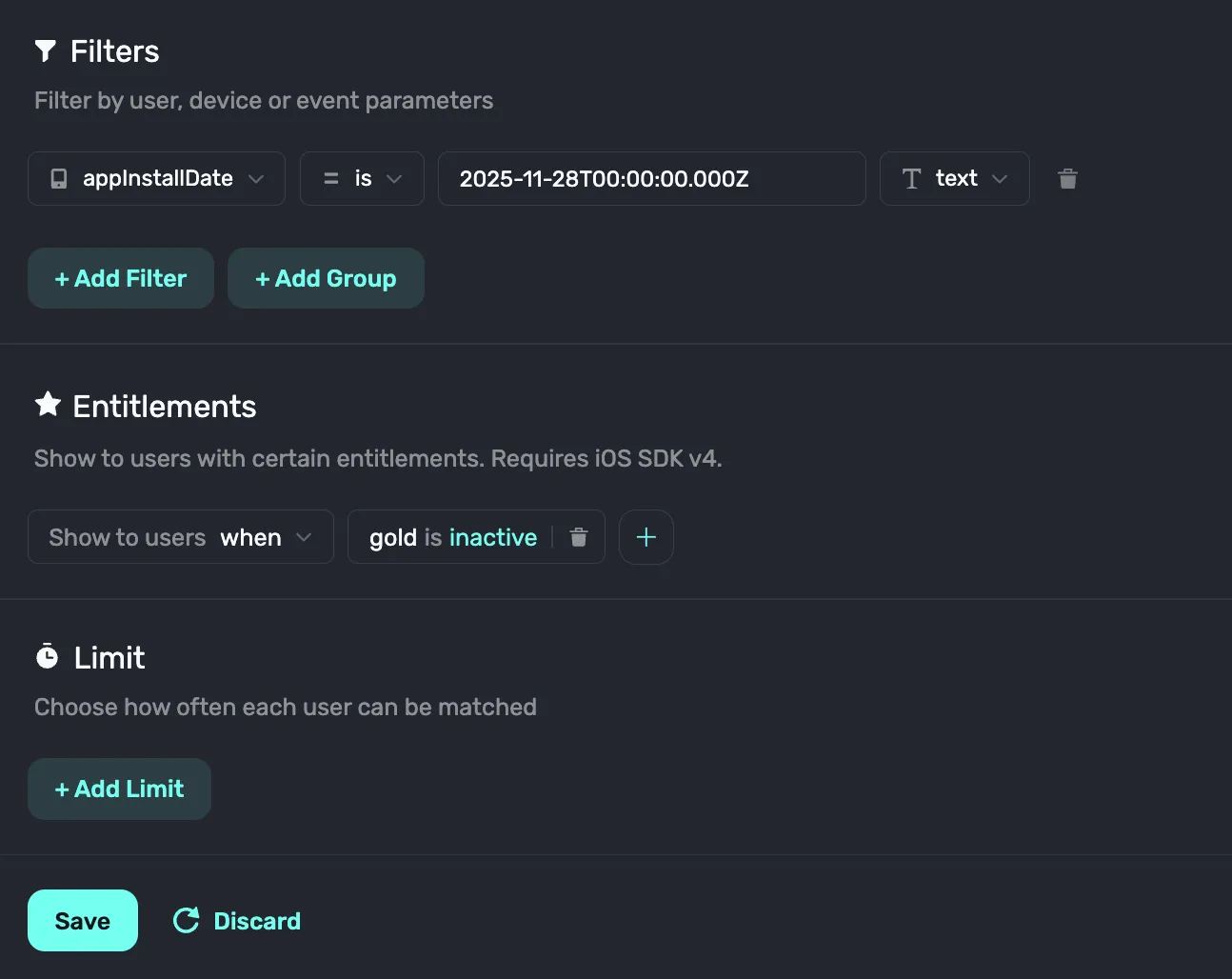 Superwall filter matching users on Black Friday itself