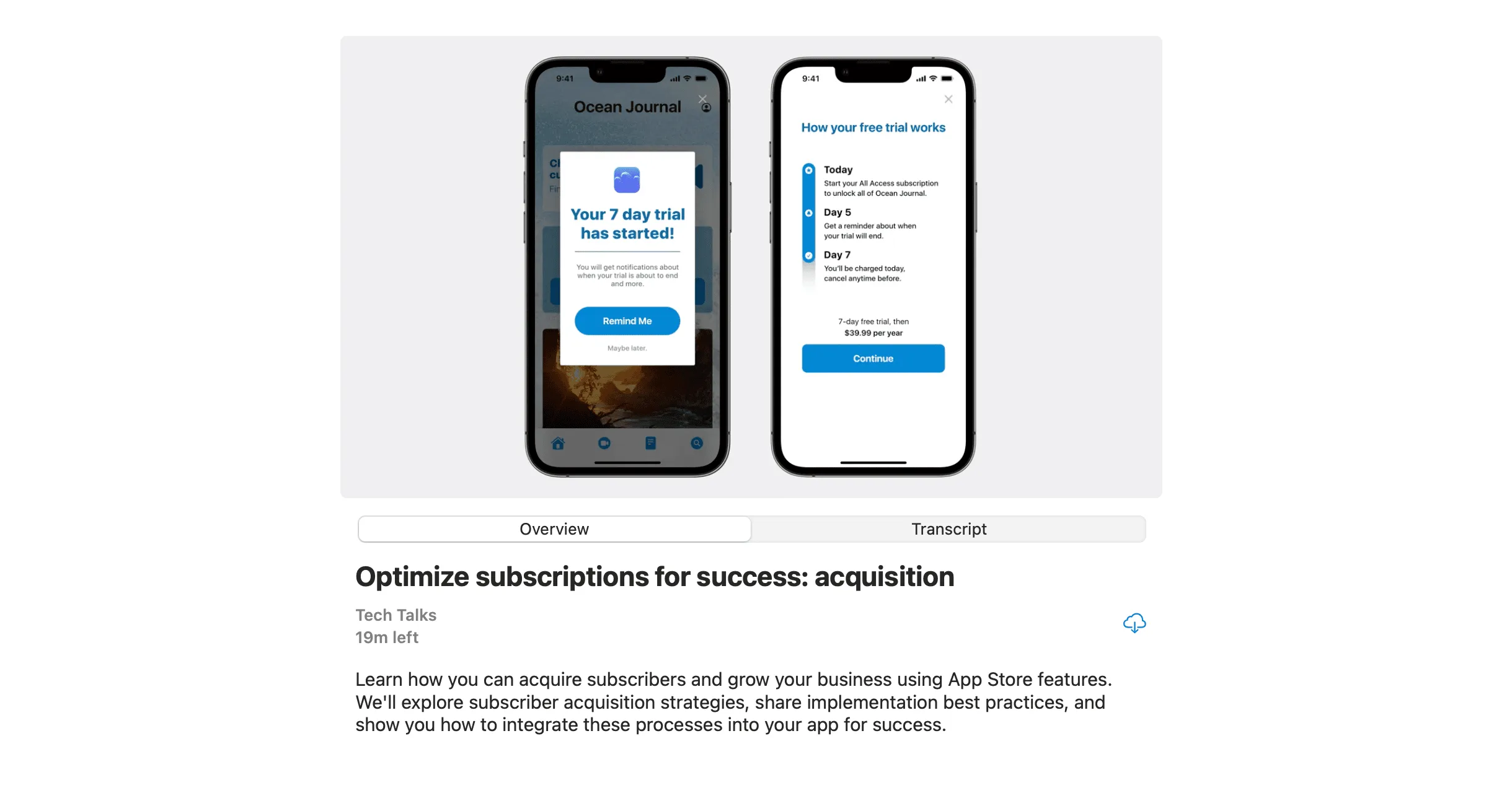 Apple's example of using a trial timeline design