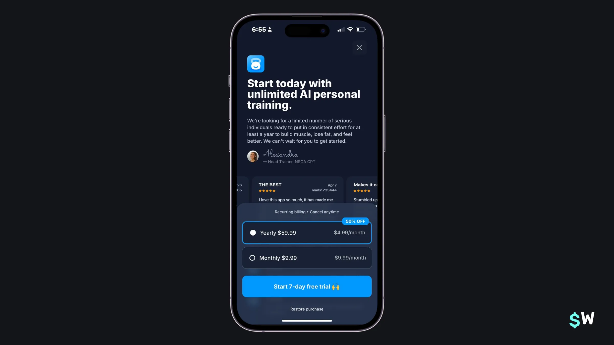 Planzera paywall using user reviews as social proof